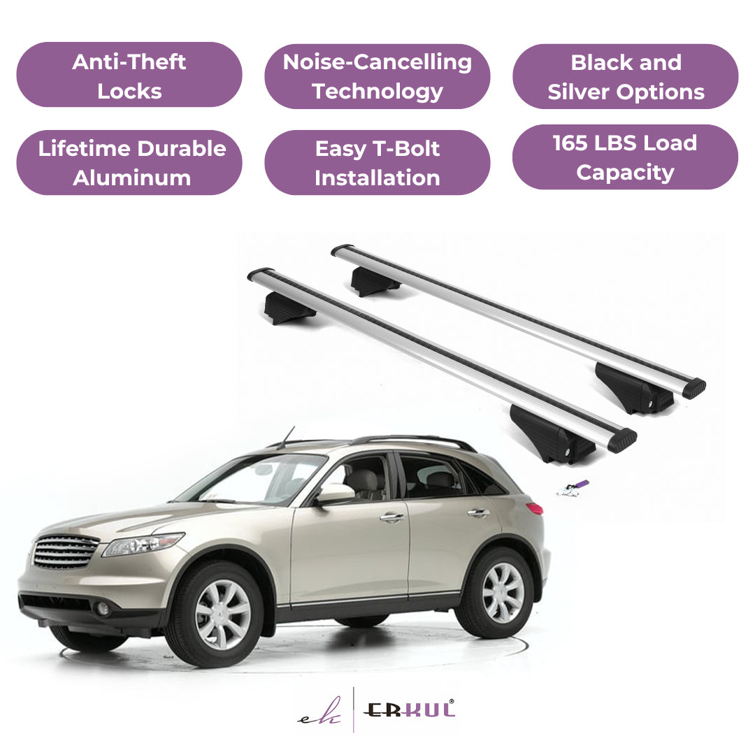 Roof Rack Cross Bars with Extended Bar Design for Infiniti FX35 2003-2013  - Silver