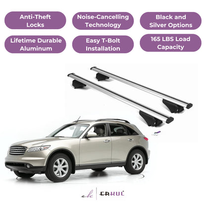 Roof Rack Cross Bars with Extended Bar Design for Infiniti FX35 2003-2013  - Silver