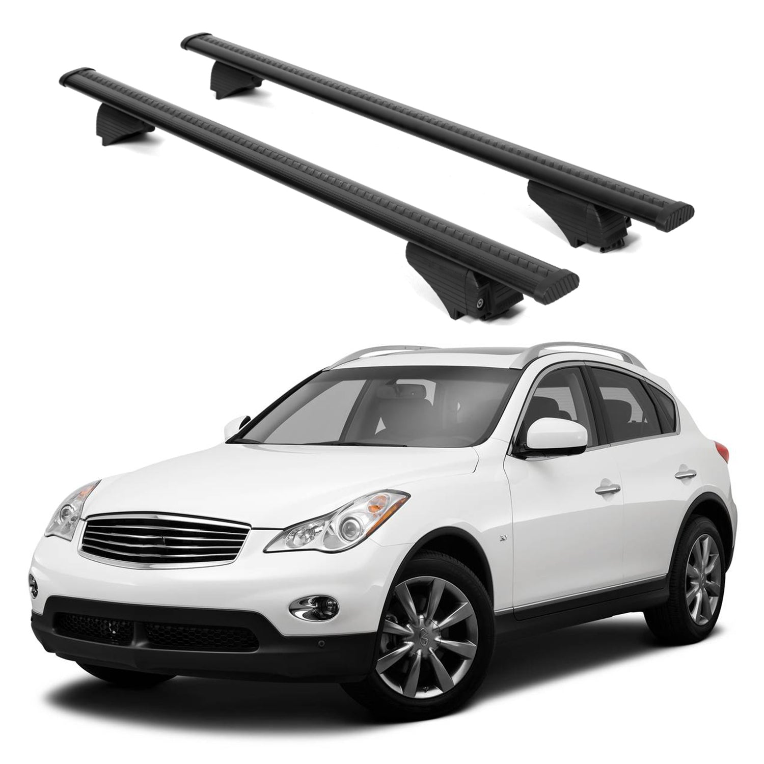 ERKUL Roof Rack Cross Bars for Infiniti QX50 2014 2018 For Raised Rails  - Black