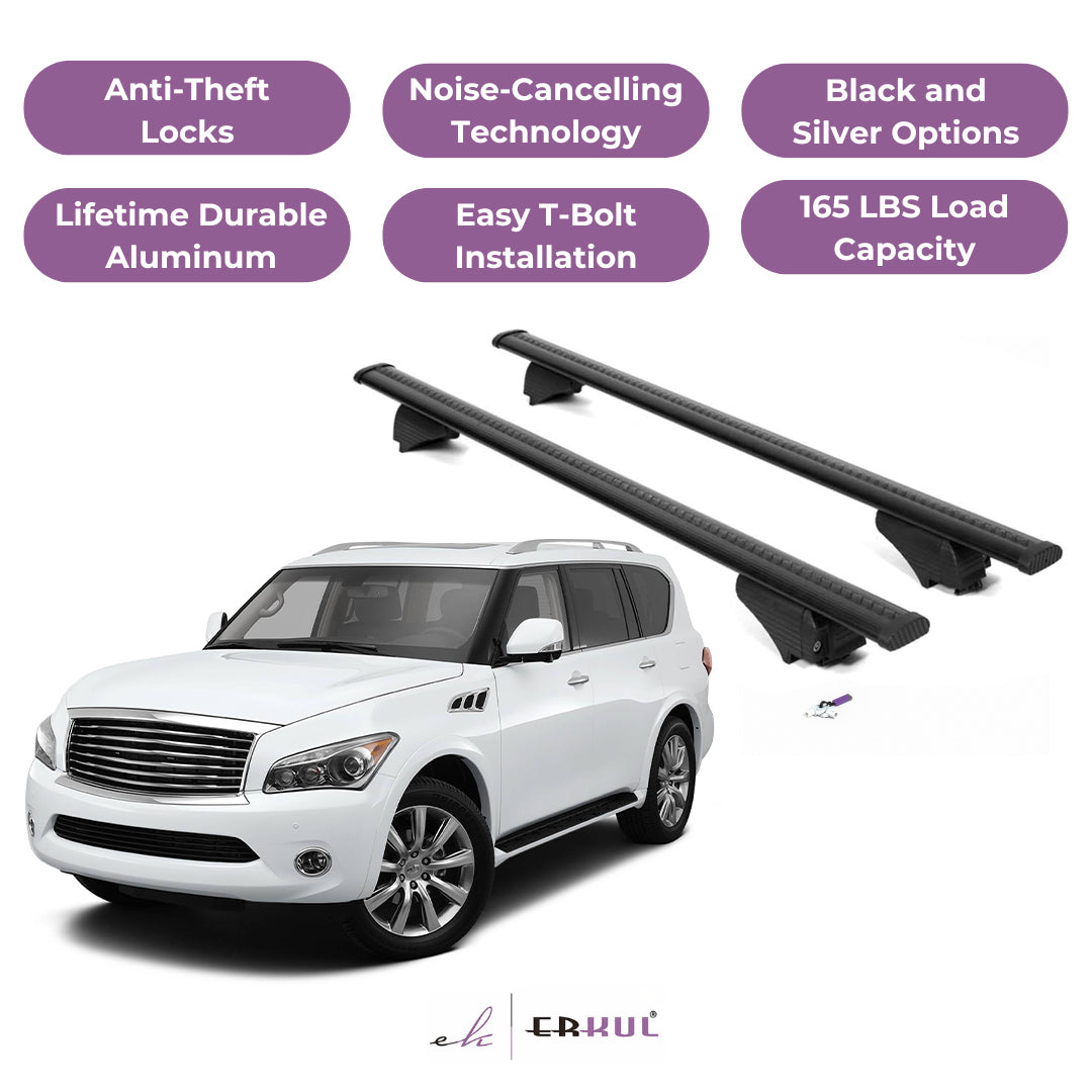 Roof Rack Cross Bars with Extended Bar Design for Infiniti QX56 2011-2013  - Black