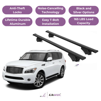Roof Rack Cross Bars with Extended Bar Design for Infiniti QX56 2011-2013  - Black