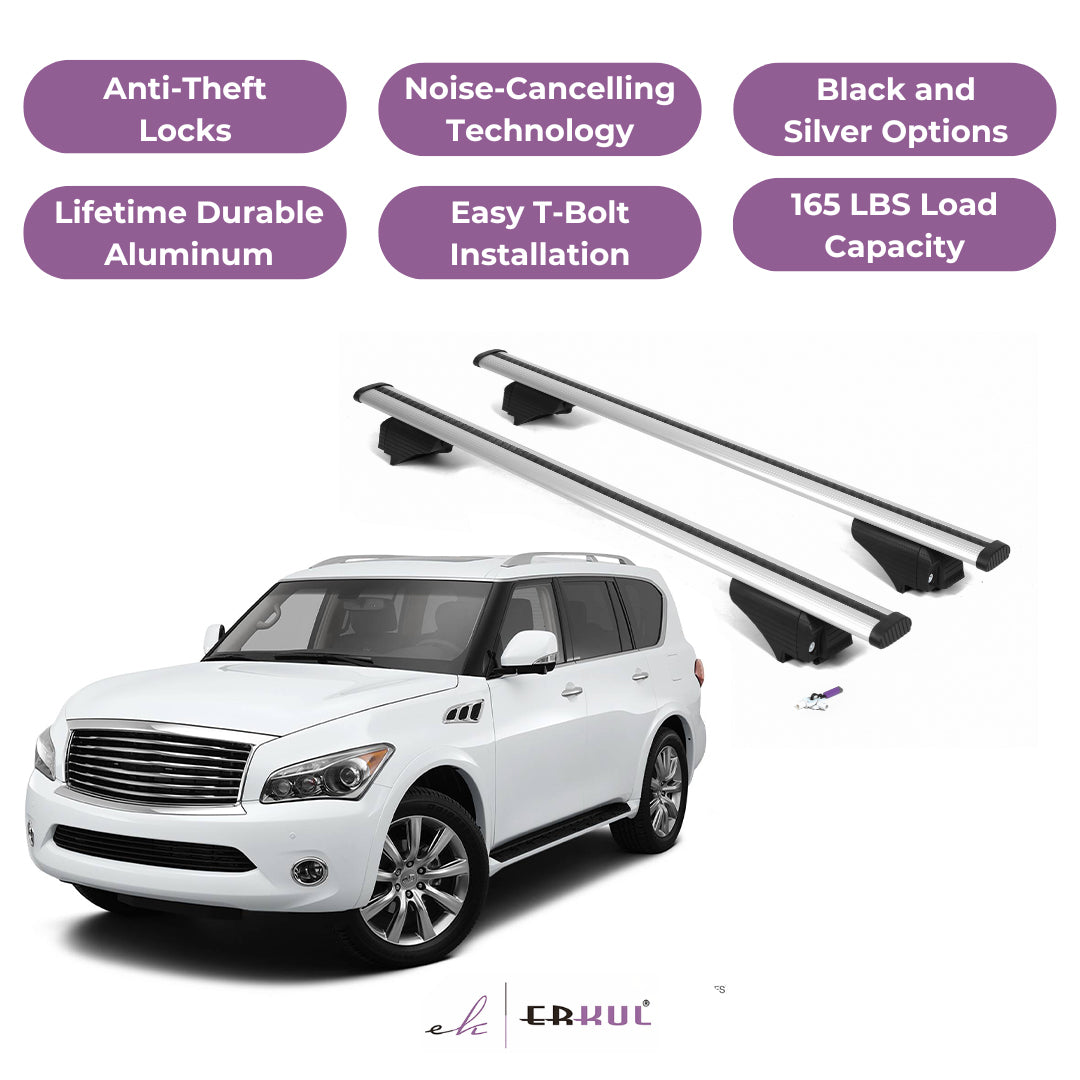 Roof Rack Cross Bars with Extended Bar Design for Infiniti QX56 2011-2013  - Silver