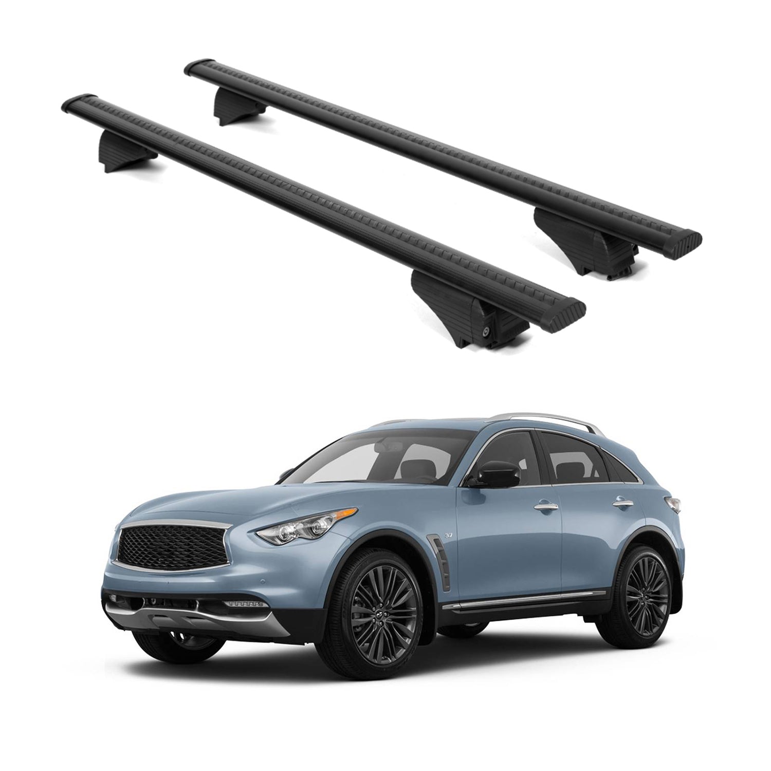 ERKUL Roof Rack Cross Bars for Infiniti QX70 2014 2017 For Raised Rails  - Black