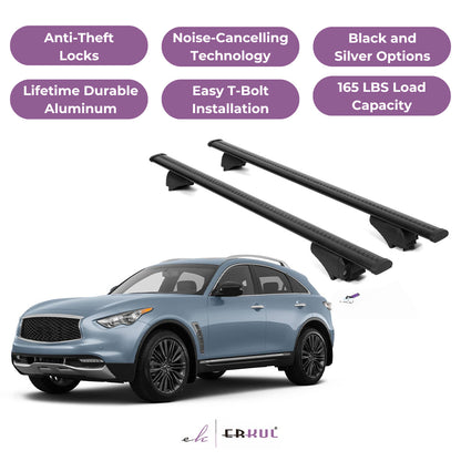Roof Rack Cross Bars with Extended Bar Design for Infiniti QX70 2014-2017  - Black