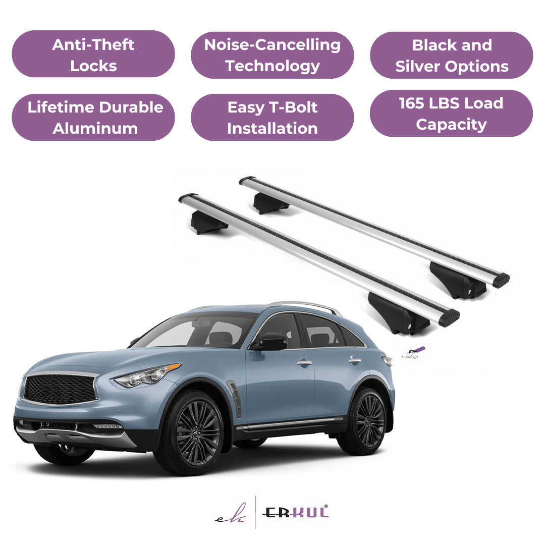 Roof Rack Cross Bars with Extended Bar Design for Infiniti QX70 2014-2017  - Silver