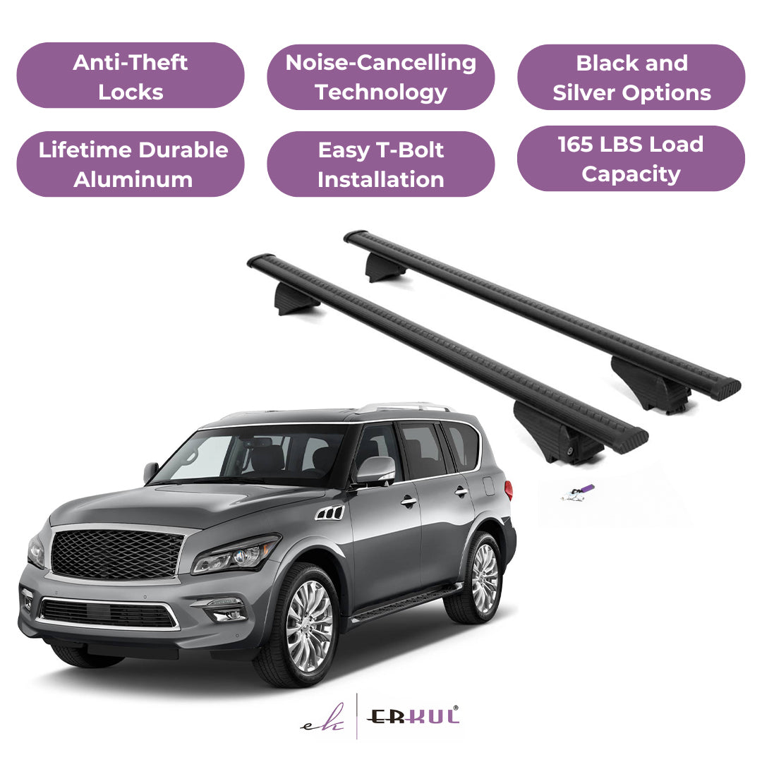 Roof Rack Cross Bars with Extended Bar Design for Infiniti QX80 2014-2017  - Black