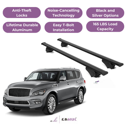 Roof Rack Cross Bars with Extended Bar Design for Infiniti QX80 2014-2017  - Black