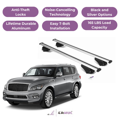 Roof Rack Cross Bars with Extended Bar Design for Infiniti QX80 2014-2017  - Silver