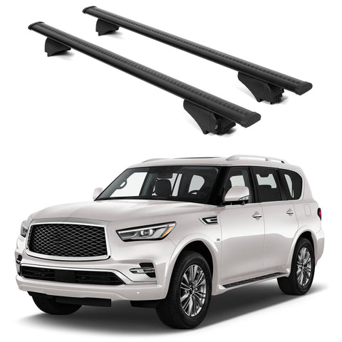 ERKUL Roof Rack Cross Bars for Infiniti QX80 2018 2024 | Aluminum Crossbars with Anti Theft Lock for Rooftop | Compatible with Raised Rails   - Black