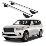 ERKUL Roof Rack Cross Bars for Infiniti QX80 2018 2024 | Aluminum Crossbars with Anti Theft Lock for Rooftop | Compatible with Raised Rails   - Silver