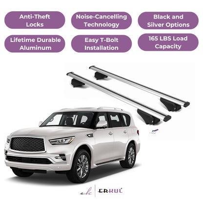 Roof Rack Cross Bars with Extended Bar Design for Infiniti QX80 2018-2024  - Silver