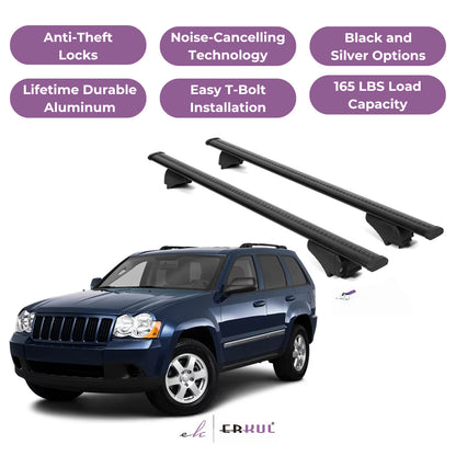 Roof Rack Crossbars with Extended Bar Design for Jeep Grand Cherokee 05-10 -Black