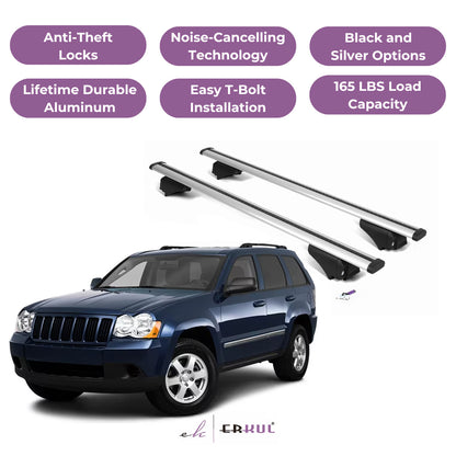 Roof Rack Cross Bars with Extended Bar Design for Jeep Grand Cherokee 2005-2010 - Silver