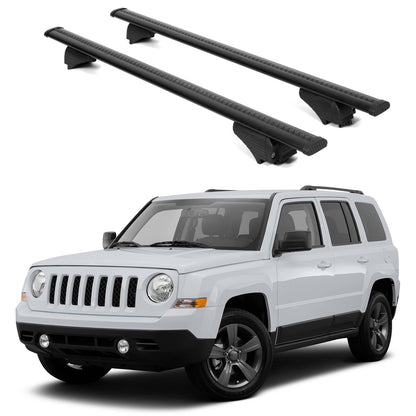 ERKUL Roof Rack Cross Bars for Jeep Patriot 2007 2017 For Raised Rails  - Black