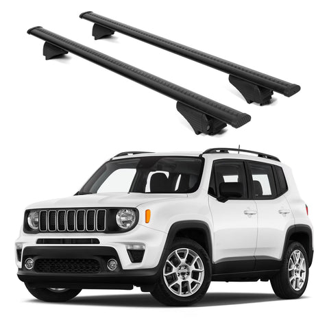 ERKUL Roof Rack Cross Bars for Jeep Renegade 2015 2024 | Aluminum Crossbars with Anti Theft Lock for Rooftop | Compatible with Raised Rails   - Black