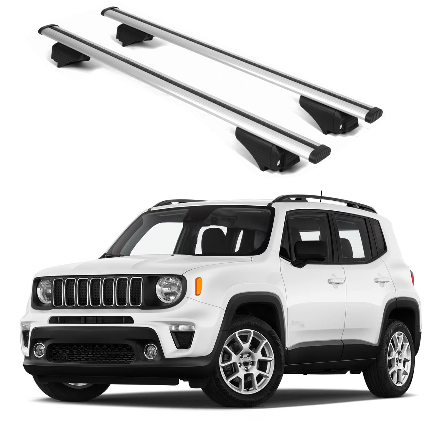 ERKUL Roof Rack Cross Bars for Jeep Renegade 2015-2025 for Raised Rails - Silver