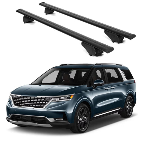 ERKUL Roof Rack Cross Bars for KIA Carnival 2022 2024 | Aluminum Crossbars with Anti Theft Lock for Rooftop | Compatible with Raised Rails   - Black