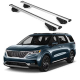 ERKUL Roof Rack Cross Bars for KIA Carnival 2022 2024 | Aluminum Crossbars with Anti Theft Lock for Rooftop | Compatible with Raised Rails   - Silver