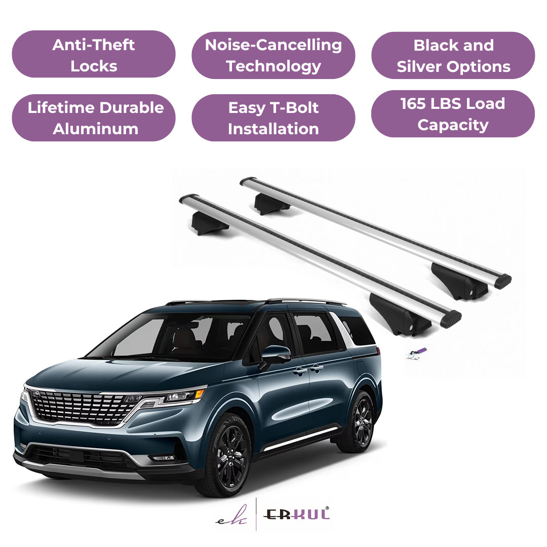Roof Rack Cross Bars with Extended Bar Design for KIA Carnival 2022-2025  - Silver