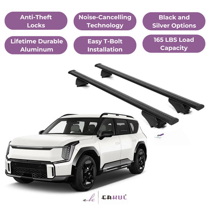 ERKUL Roof Rack Cross Bars for KIA EV9 2024-2025 for Raised Rails - Black