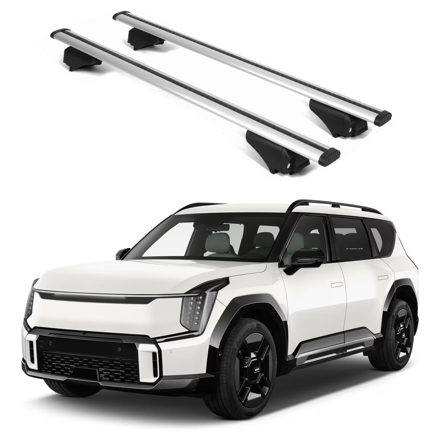 ERKUL Roof Rack Cross Bars for KIA EV9 2024-2025 for Raised Rails - Silver