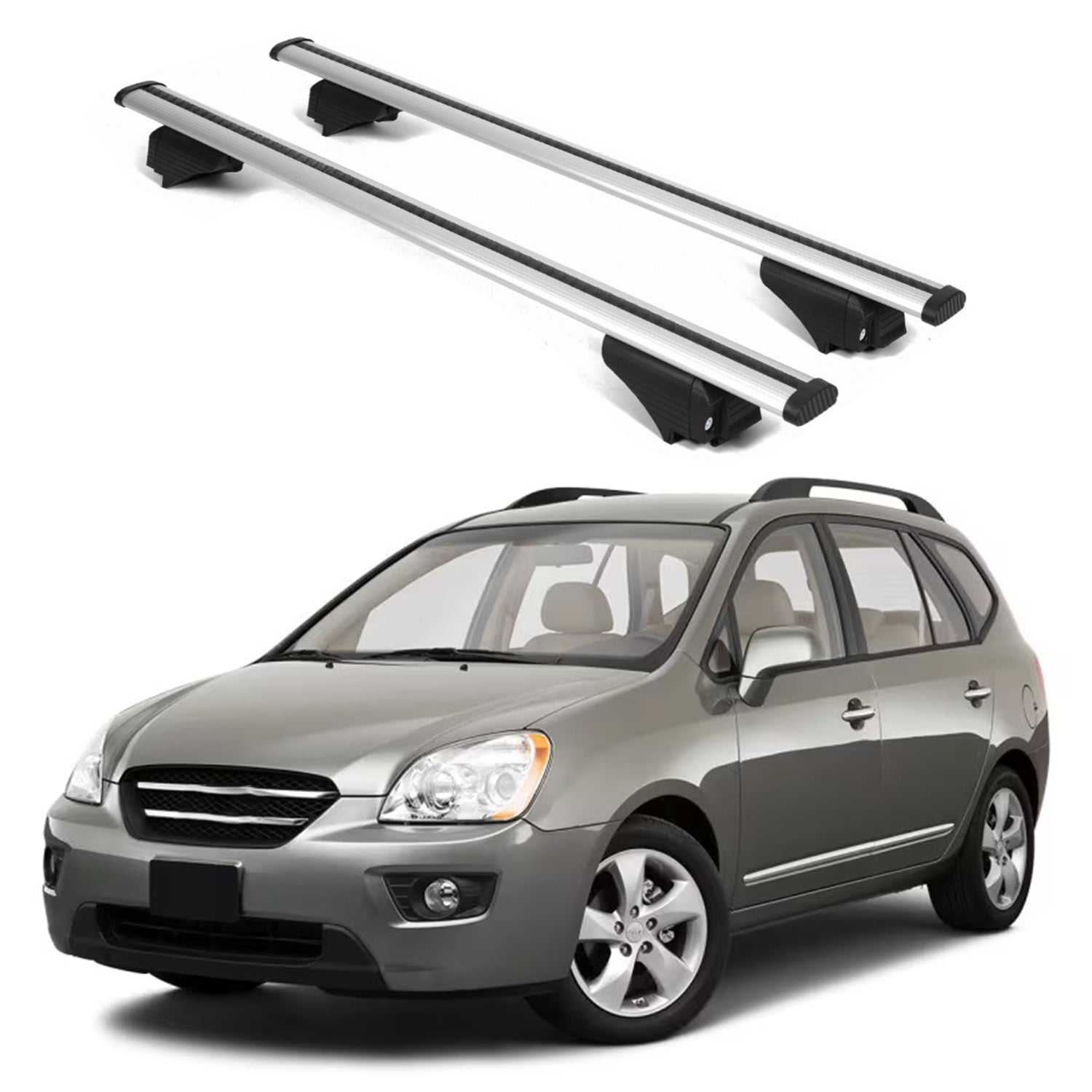 ERKUL Roof Rack Cross Bars for KIA Rondo 2007 2013 For Raised Rails  - Silver