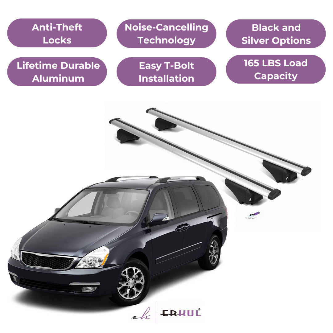 Roof Rack Cross Bars with Extended Bar Design for KIA Sedona 2011-2014  - Silver