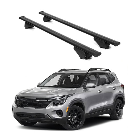 ERKUL Roof Rack Cross Bars for KIA Seltos 2021 2024 | Aluminum Crossbars with Anti Theft Lock for Rooftop | Compatible with Raised Rails   - Black