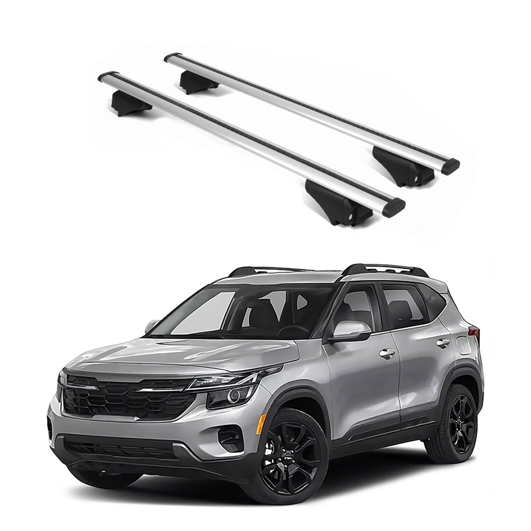 ERKUL Roof Rack Cross Bars for KIA Seltos 2021-2025 for Raised Rails - Silver