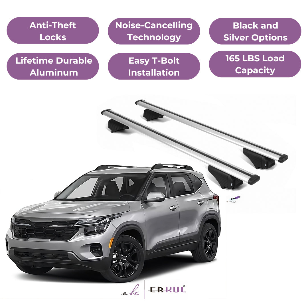 Roof Rack Cross Bars with Extended Bar Design for KIA Seltos 2021-2025  - Silver