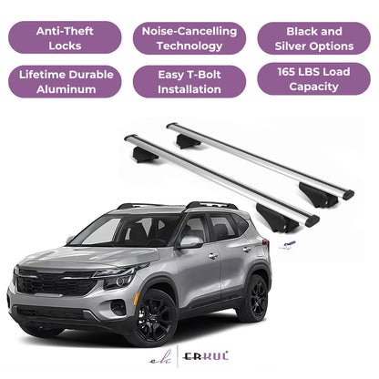 Roof Rack Cross Bars with Extended Bar Design for KIA Seltos 2021-2025  - Silver