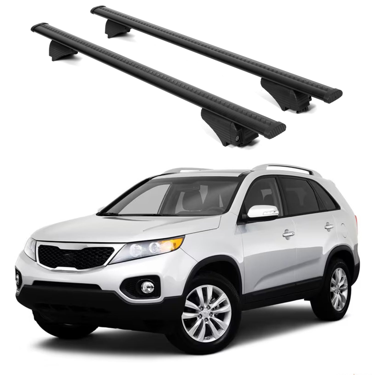 ERKUL Roof Rack Cross Bars for KIA Sorento 2011 2015 For Raised Rails  - Black