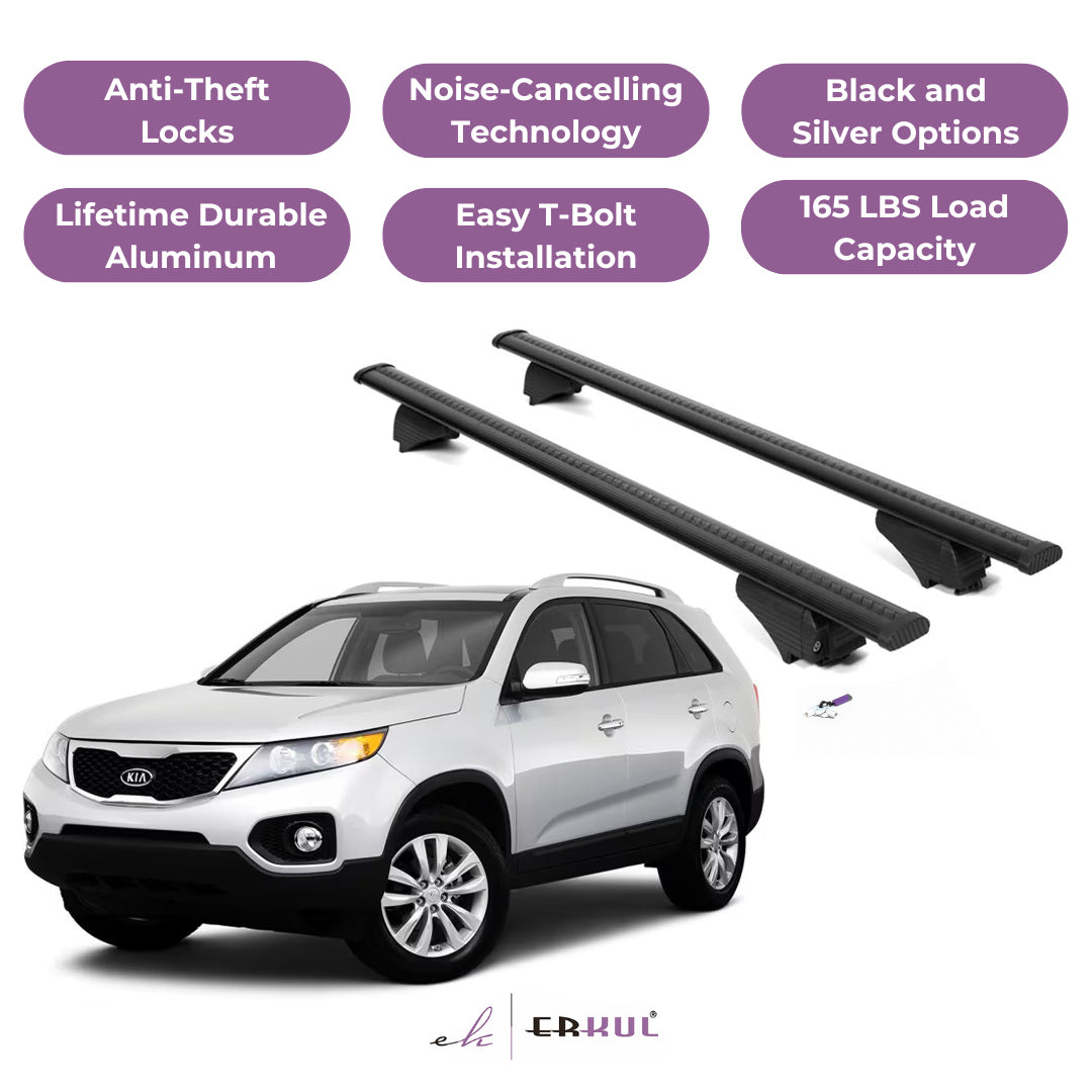 Roof Rack Cross Bars with Extended Bar Design for KIA Sorento 2011-2015  - Black
