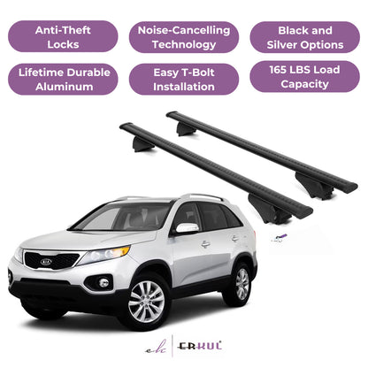 Roof Rack Cross Bars with Extended Bar Design for KIA Sorento 2011-2015  - Black