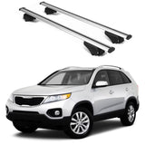 ERKUL Roof Rack Cross Bars for KIA Sorento 2011 2015 | Aluminum Crossbars with Anti Theft Lock for Rooftop | Compatible with Raised Rails   - Silver