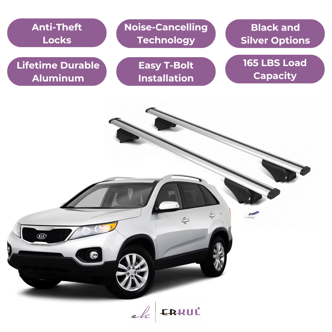 Roof Rack Cross Bars with Extended Bar Design for KIA Sorento 2011-2015  - Silver