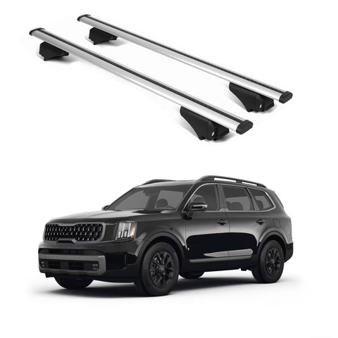 ERKUL Roof Rack Cross Bars for KIA Sorento 2021 2024 | Aluminum Crossbars with Anti Theft Lock for Rooftop | Compatible with Raised Rails   - Silver