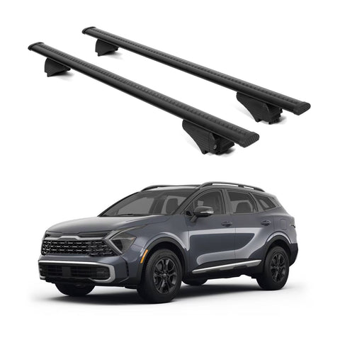 ERKUL Roof Rack Cross Bars for KIA Sportage 2023 2024 | Aluminum Crossbars with Anti Theft Lock for Rooftop | Compatible with Raised Rails   - Black