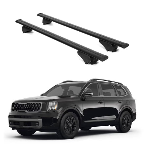 ERKUL Roof Rack Cross Bars for KIA Telluride 2020 2024 | Aluminum Crossbars with Anti Theft Lock for Rooftop | Compatible with Raised Rails   - Black