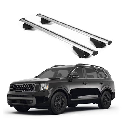 ERKUL Roof Rack Cross Bars for KIA Telluride 2019-2025 for Raised Rails - Silver