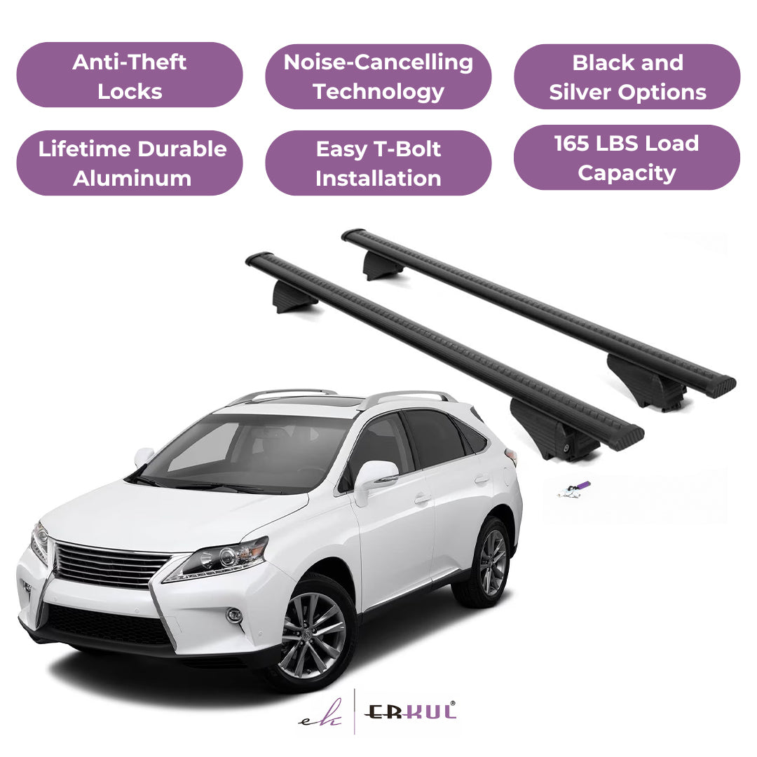 Roof Rack Crossbars with Extended Bar Design for Lexus RX 350 RX450 10-15 -Black
