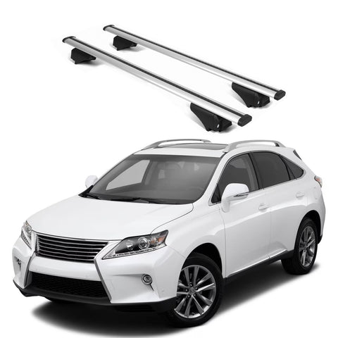 ERKUL Roof Rack Cross Bars for Lexus RX 350 RX450 2010 2015 | Aluminum Crossbars with Anti Theft Lock for Rooftop | Compatible with Raised Rails   - Silver