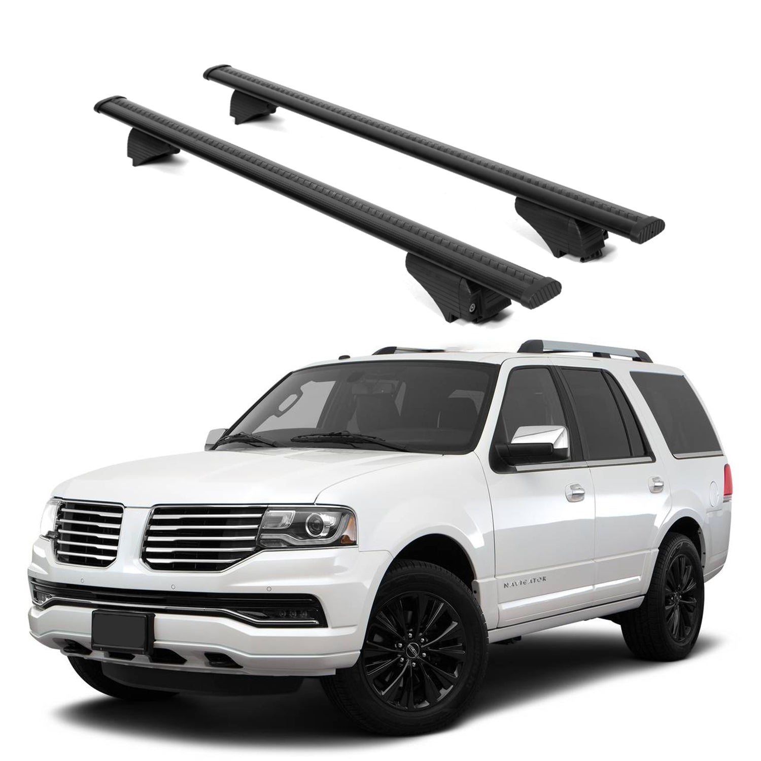 ERKUL Roof Rack Cross Bars for Lincoln Navigator 2006 2017 For Raised Rails  - Black