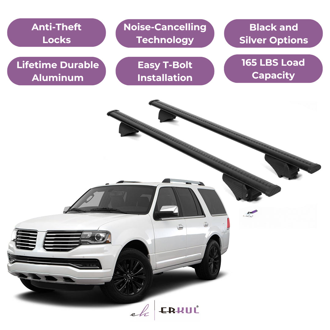 Roof Rack Crossbars with Extended Bar Design for Lincoln Navigator 2006-2017 -Black