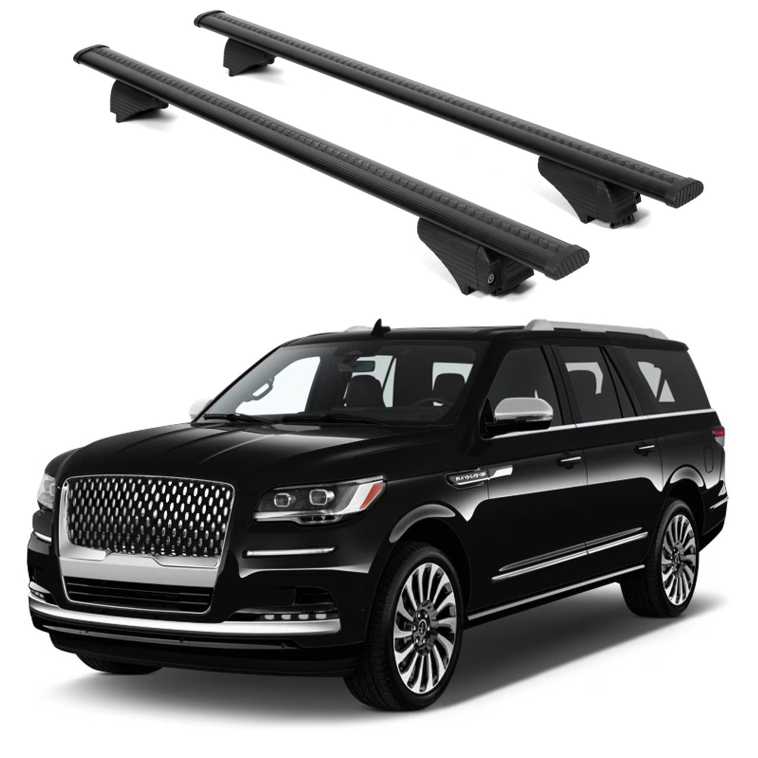 ERKUL Roof Rack Cross Bars for Lincoln Navigator 2018 2024 For Raised Rails  - Black