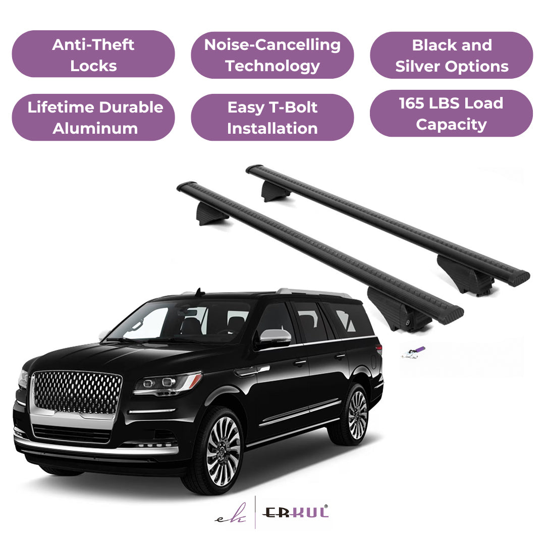 Roof Rack Crossbars with Extended Bar Design for Lincoln Navigator 2018-2024 -Black