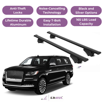Roof Rack Crossbars with Extended Bar Design for Lincoln Navigator 2018-2024 -Black