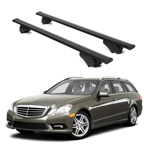 ERKUL Roof Rack Cross Bars for Mercedes Benz E Class 2011 2016 | Aluminum Crossbars with Anti Theft Lock for Rooftop | Compatible with Raised Rails   - Black