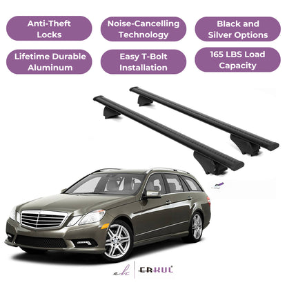 Roof Rack Cross Bars with Extended Bar Design for Mercedes Benz E-Class 2011-2016 - Black