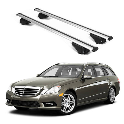 ERKUL Roof Rack Cross Bars for Mercedes Benz E Class 2011 2016 For Raised Rails  - Silver